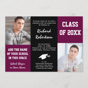 Invitación Graduación de atleta morado y negro Personalizado