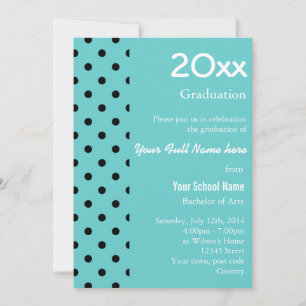 Invitación graduación de azul y negro de agua fría y clásica