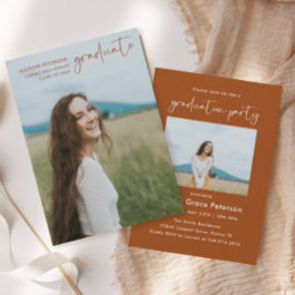 Invitación Graduación de bachillerato de Naranja quemado mini