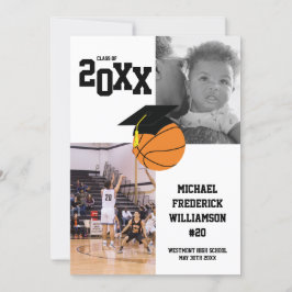 Invitación Graduación de baloncesto Deportes Negro y Blanco