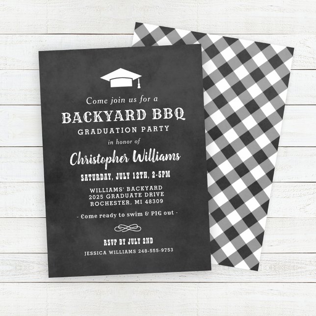 Invitación Graduación de barbacoa en el patio trasero de tabl (Subido por el creador)