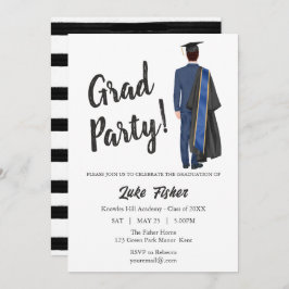 Invitación Graduación de bata y tapón de los palancas de agua