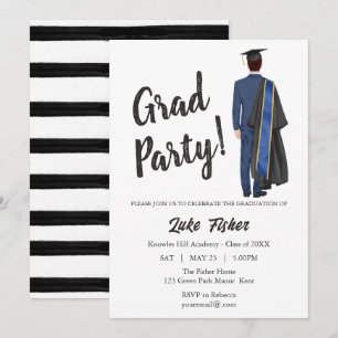 Invitación Graduación de bata y tapón de los palancas de agua