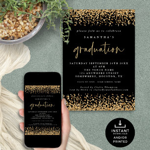Invitación Graduación de Black Gold Purpurina 2024