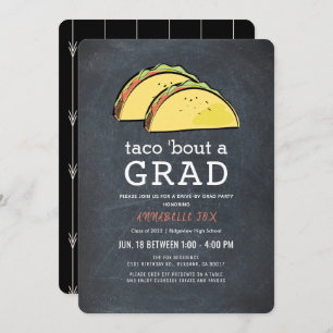 Invitación Graduación de Blk de Taco Bout GRAD Chalkboard