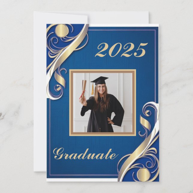 Invitación Graduación de Blue Gold White 2025 (Anverso)