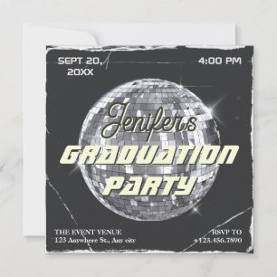 Invitación Graduación de bolas de fiesta de discoteca de plat