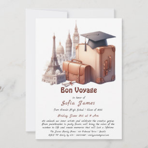 Invitación Graduación de Bon Voyage - Un colorido adiós a est