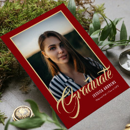 Invitación Graduación de Borgoña con foto editable moderna