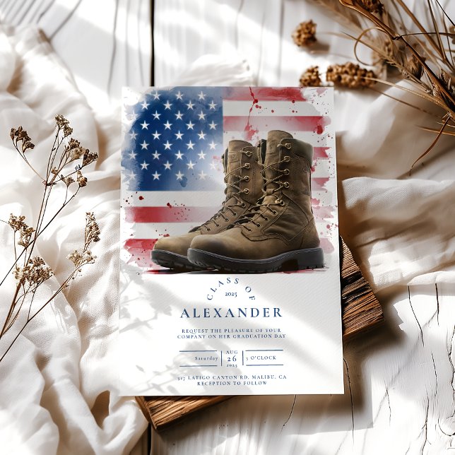 Invitación Graduación de botes militares acuarelas con nortea (Subido por el creador)