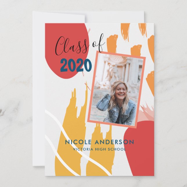 Invitación Graduación de broca de pincel de resumen moderno (Anverso)