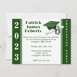 Invitación Graduación de Cabo y Diploma, Verde y Blanco