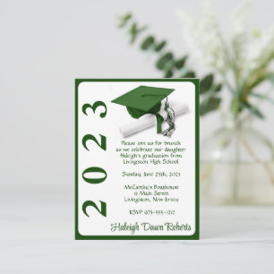 Invitación Graduación de Cabo y Diploma, Verde y Blanco