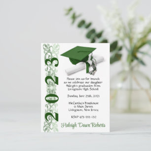 Invitación Graduación de Cabo y Diploma, Verde y Blanco