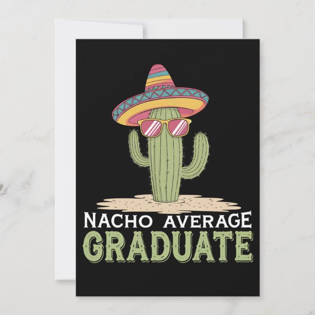 Invitación Graduación de Cactus de Graduado Promedio de Nacho (Anverso)