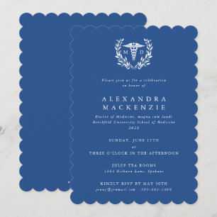 Invitación Graduación de Caduceo+ Corona de Laurel Azul MD