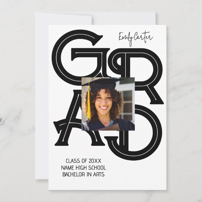 Invitación Graduación de caligrafía negrita moderna (Anverso)
