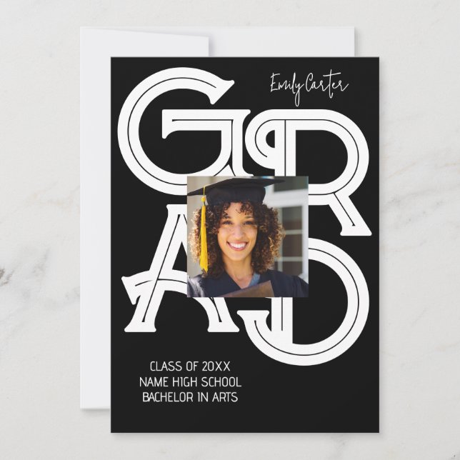 Invitación Graduación de caligrafía negrita moderna (Anverso)