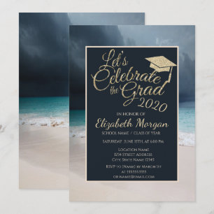 Invitación Graduación de Cap de Purpurina de playa
