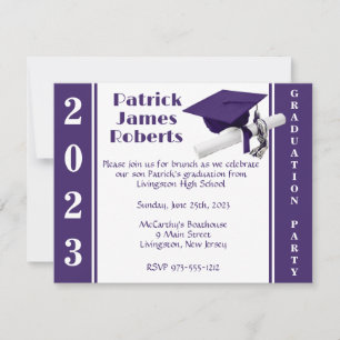 Invitación Graduación de Cap & Diploma, Morado y Blanco