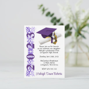 Invitación Graduación de Cap & Diploma, Morado y Oro