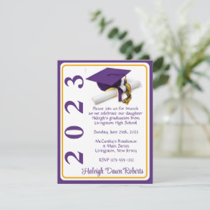 Invitación Graduación de Cap & Diploma, Morado y Oro
