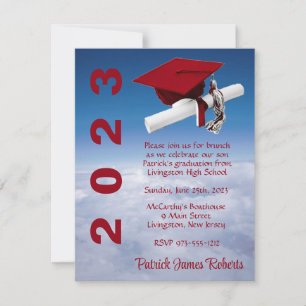 Invitación Graduación De Cap Rojo "Sobre Las Nubes"