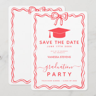 Invitación Graduación de cartones de mano Guardar la fecha In