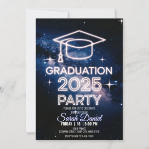 Invitación Graduación de cena cósmica personalizada Azul oscu