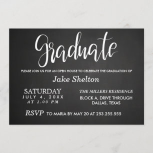 Invitación Graduación de Chalkboard Open House Escrito a ma