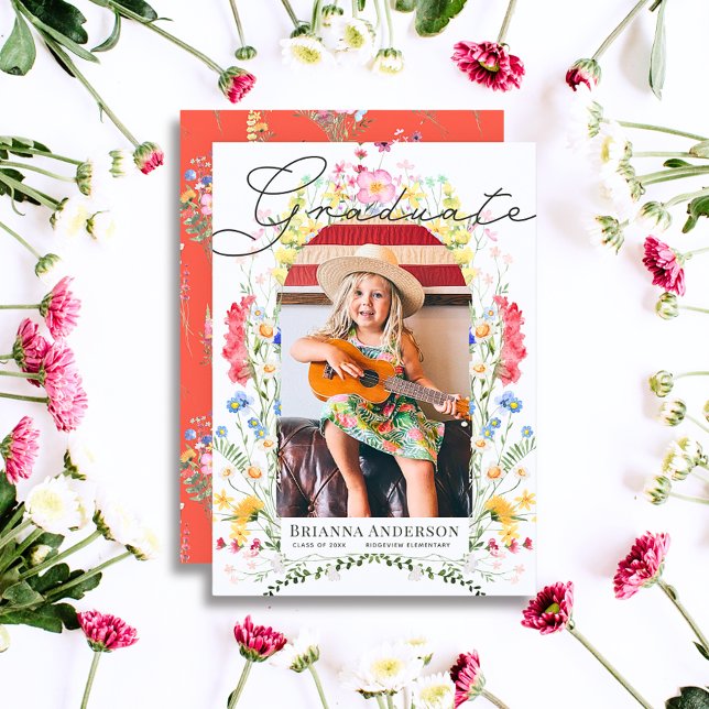 Invitación Graduación de Chica de fotografía del Arco de Flor (Subido por el creador)