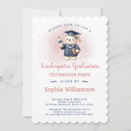 Invitación Graduación de Chica de kindergarten Teddy Bear
