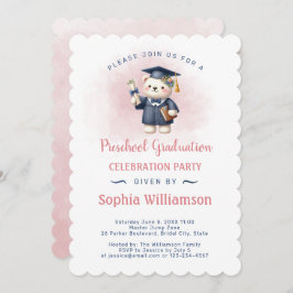 Invitación Graduación de Chica preescolar Teddy Bear