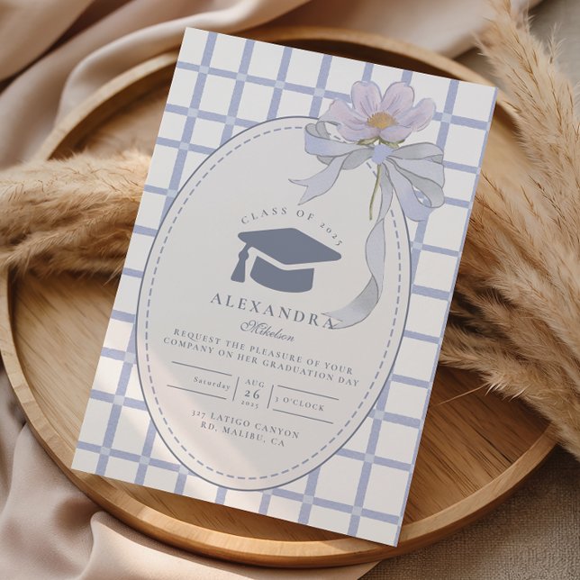 Invitación Graduación de cinta azul suave (Subido por el creador)