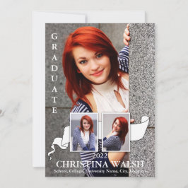 Invitación Graduación de cinta blanca de fotos Keepsake 3