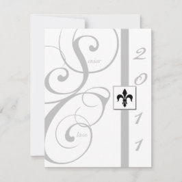 Invitación Graduación de cinta de desplazamiento blanco y pla