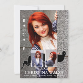 Invitación Graduación de cinta negra de foto Keepsake 3