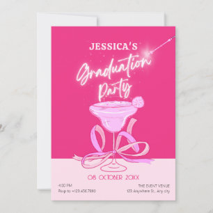 Invitación Graduación de cóctel de arco brillante rosa lindo