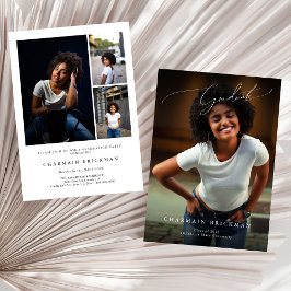 Invitación Graduación de Collage de fotos de guiones en blanc