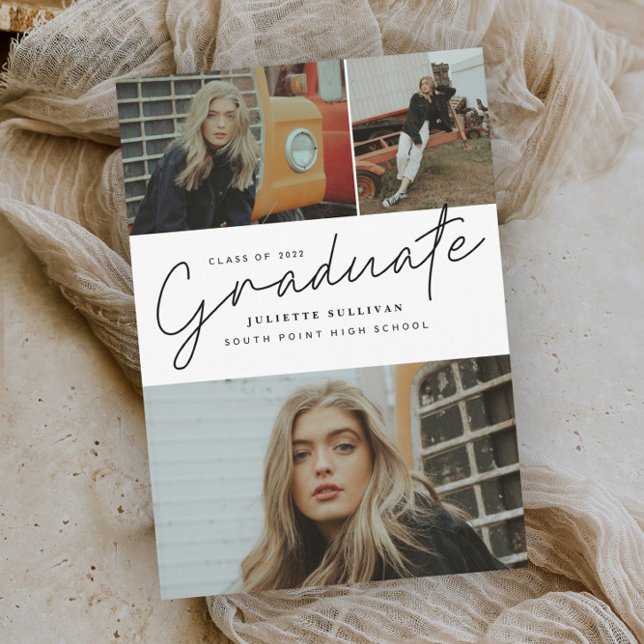 Invitación Graduación de Collage de fotos de guiones modernos (Subido por el creador)