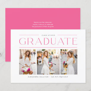 Invitación Graduación de Collage de fotos de tipografía moder