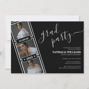 Invitación Graduación de Collage de fotos de tiras de películ