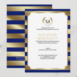 Invitación Graduación de COLOR de cambio de monograma y banda