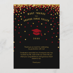 Invitación Graduación de Confetti Gracias, Purpurina Maroon G