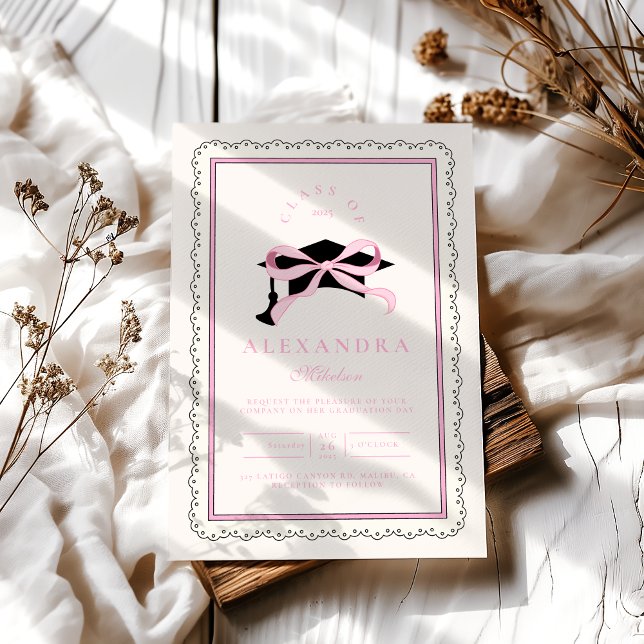 Invitación Graduación de coqueta rosa cúrcuma de vaca (Subido por el creador)