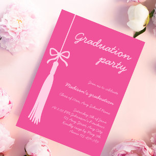 Invitación Graduación de Coquette Bow Pink Grad Tassel 2025