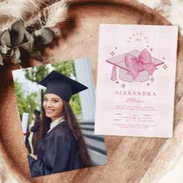 Invitación Graduación de Coquette Pink Bow
