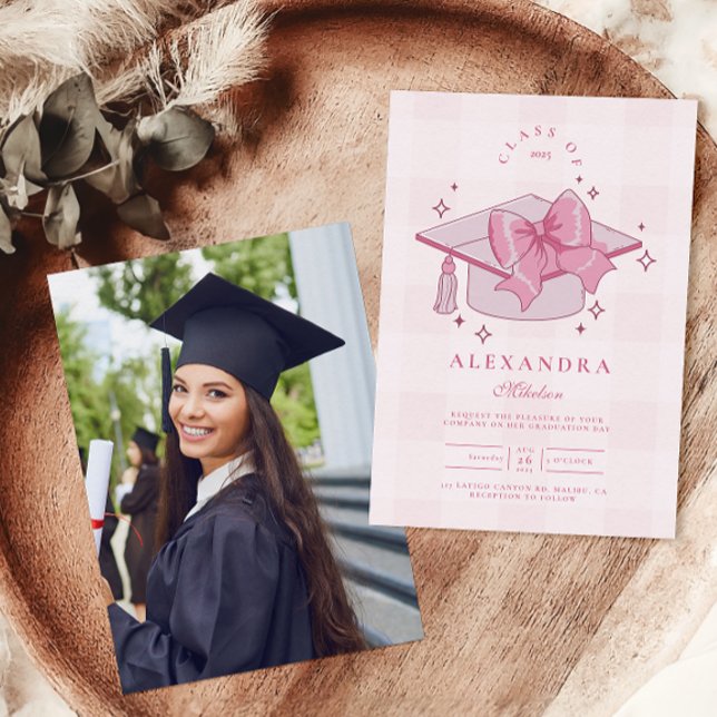 Invitación Graduación de Coquette Pink Bow (Subido por el creador)