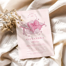 Invitación Graduación de Coquette Pink Bow