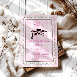 Invitación Graduación de Coquette Pink Bow